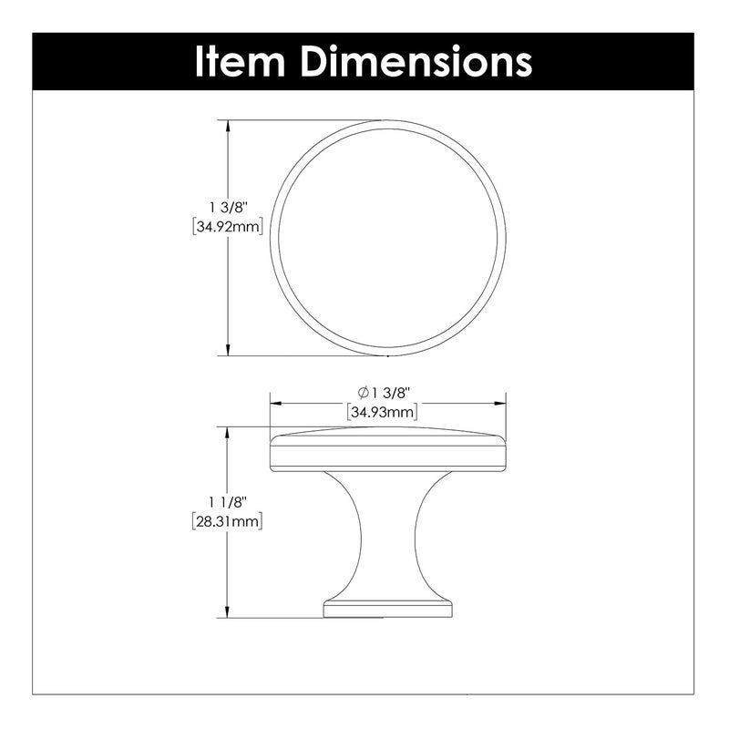 Hickory Hardware 1 Pack Solid Core Kitchen Cabinet Knobs  Luxury Cabinet and Dresser Knobs  Handle Pulls for Doors & Drawers  1-3/8 Inch  Satin Nickel  Forge Collection - Image 4